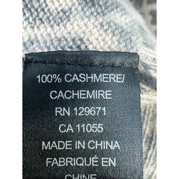 360 Cashmere Women’s Tan 100%Cashmere Long Sleeve Leopard Boatneck Sweater Sz XS - Picture 7 of 9